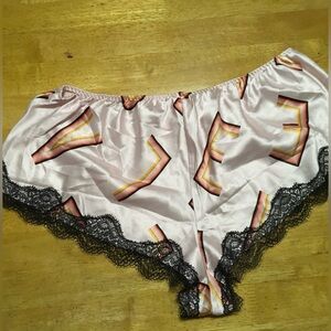 Victoria's Secret Pink Satin Shorts with Black Lace Trim size M